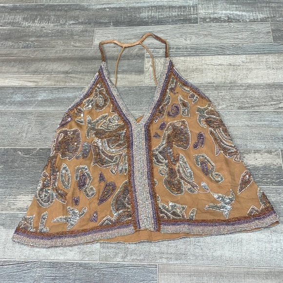 Free People Tops - Free People Embellished Beaded Tank